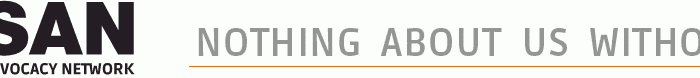 A logo with of a circle in rainbow colors with the text: ASAN Autistic Self Advocacy Network "Nothing About Us, Without Us!"