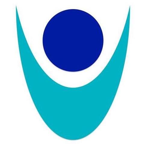 Logo for Shared Abilities. A large blue circle with an aqua blue arc below the circle as if it s a person's arms outstretched